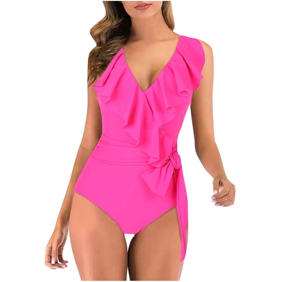 Women's Slimming One Piece Swimsuit Tummy Control Bathing Suit Ruffle Size XL - Picture 1 of 6
